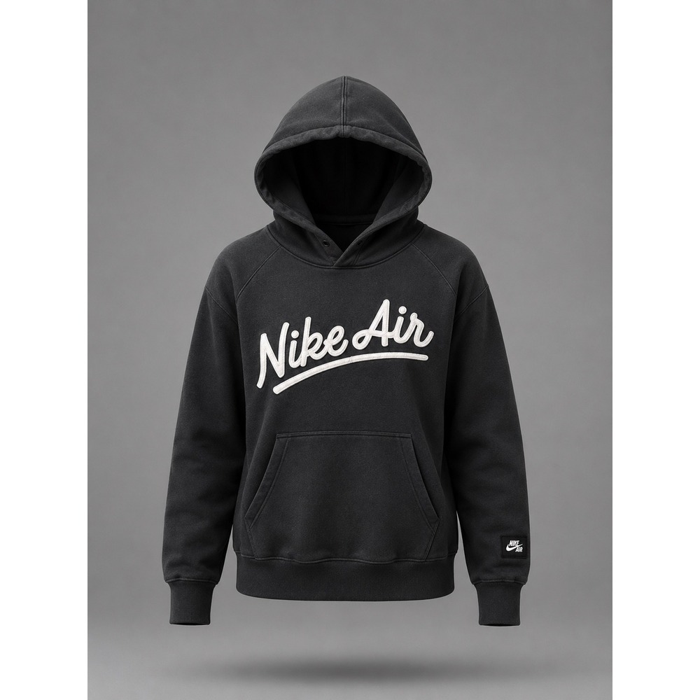 Nike Air Script Logo Pullover Hoodie Black Mens Small BV5181-010 Fleece Raglan